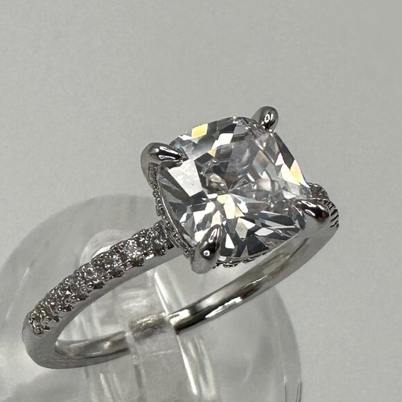 Womens Silver Plated Brass Ring Cubic Zirconia - Picture 4 of 10